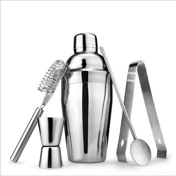 Cross-Border Hot Selling Stainless Steel Shaker 5-Piece Set Bar Cocktail Stainless Steel 750ml Shaker Tool