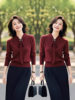 Red Lace-Up Slim Long-Sleeved Knitwear for Women in Spring and Autum New Style, Elegant and Light, Mature Style with Skirt Two-Piece Set