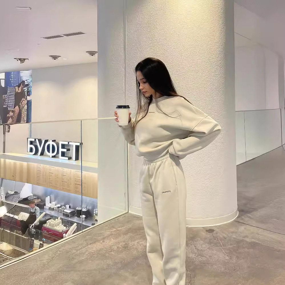 跨境亚马逊独立站时尚女装2025春秋外贸气质休闲卫衣套装两件套