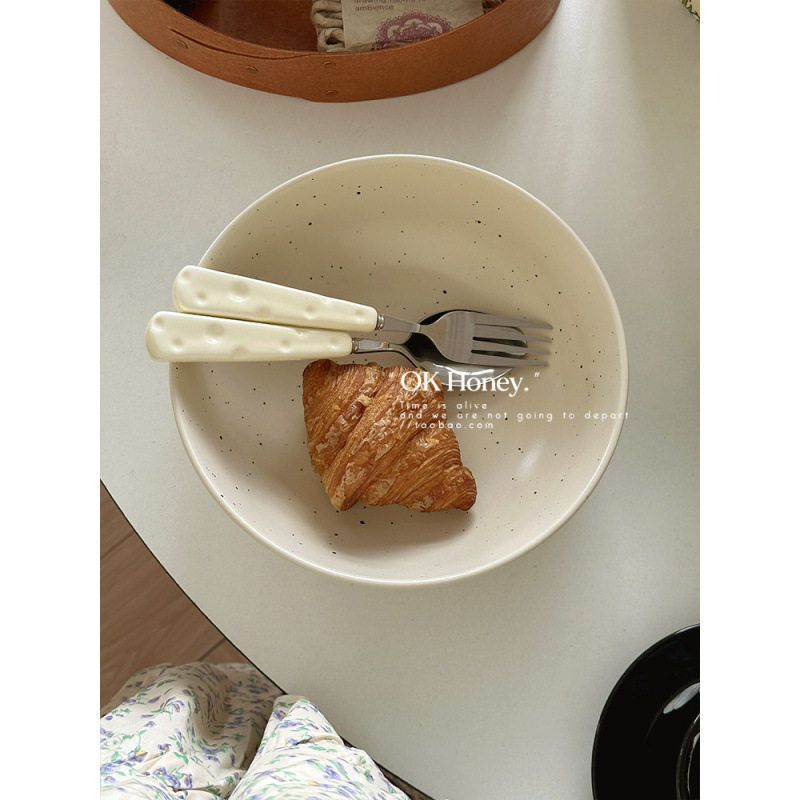 European-Style Ink Splash Bowl, Ins Underglaze Colored Ceramic Deep Soup Plate, Large Fruit Household Curry Rice Omelette Rice Soup