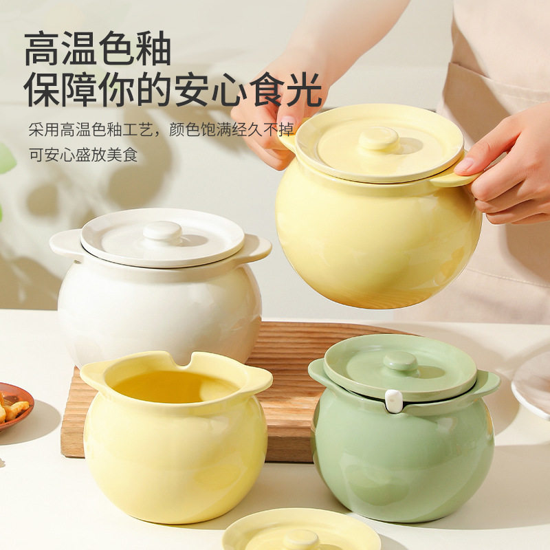 Wholesale Lard Jar Double-Eared Ceramic High Temperature Resistant Household Special Food Grade Meat Oil Chili Oil Jar with Filter and Lid