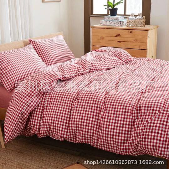 Cotton yarn-dyed washed cotton plaid fabric quilt cover bed sheet home textile home clothing pure cotton fabric factory wholesale