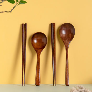Wooden Dry Rice Spoon Household Long Handle Wooden Spoon Eating Sowing Powder Spoon Japanese-style Mixed Rice Spoon Ramen Spoon Eating Wooden Soup Spoon