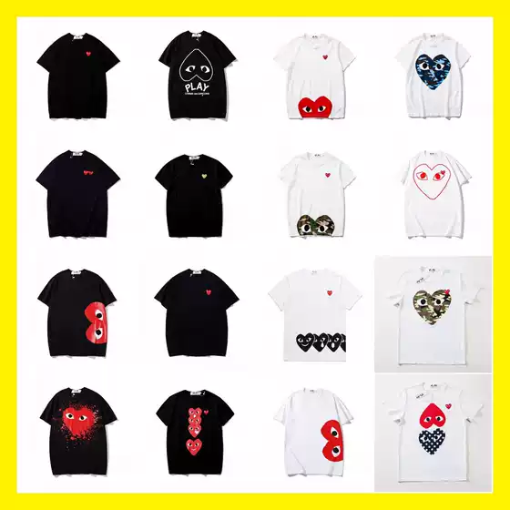 Foreign trade wholesale star with fashion brand love embroidery short sleeve cotton red heart lovers T-shirt long shirt sweater
