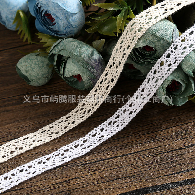 Children's Clothing Accessories Bow Flower Hair Accessory Hollow Embroidery Lace 1.2cm Off-White Cotton Thread 006 Lace Accessories