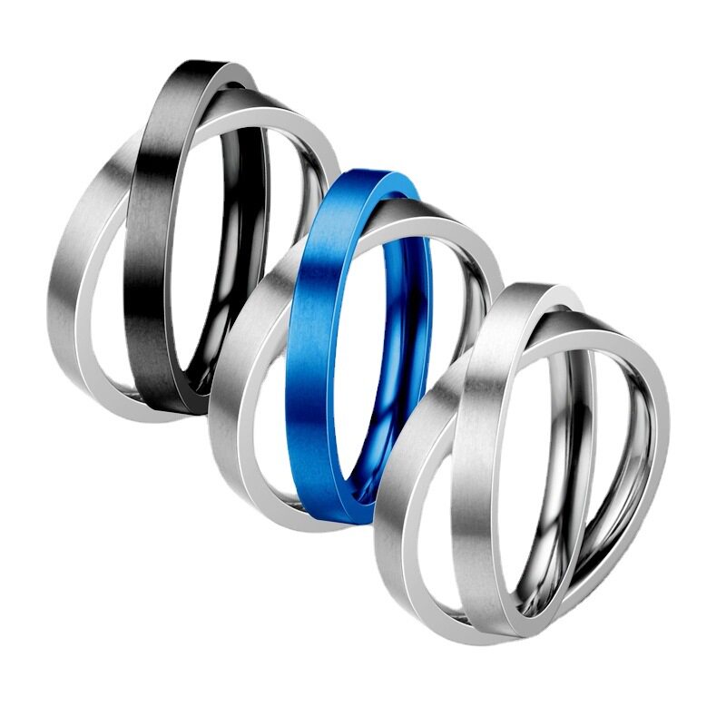 Cross-Border European and American Popular Jewelry, Fashionable Titanium Steel Double Ring Ring, Decompression, Anti-Anxiety, Mindfulness Meditation Rotating Ring