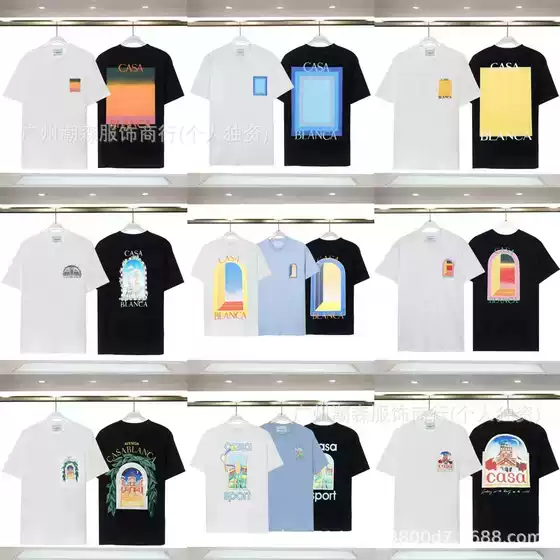 Cross-Border Casablanca Short-Sleeved Spring and Summer T-Shirt with Front and Back Prints Featuring the Gate of Fantasy, Starry Sky, and Castle