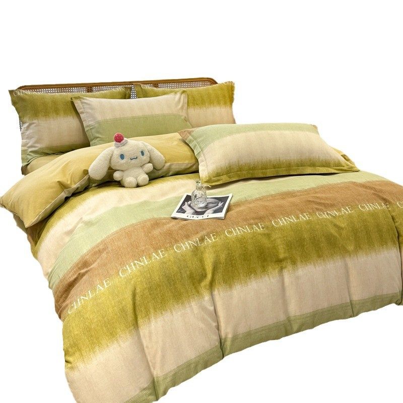 Cotton Sanding Four-piece Set Cotton Cotton 2025 New Autumn and Winter Bed Sheet Four-piece Set Bed Three-piece Set Thickened