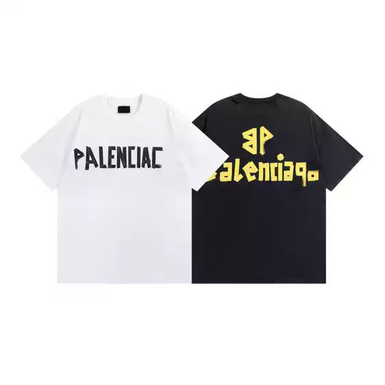 Correct version of foreign trade Paris tide brand B 25ss new tape printing couples short sleeve tide brand T-shirt summer men
