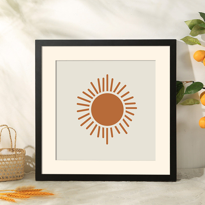 Square Picture Frame Mounted Chinese Painting Wooden Picture Frame Wall Hanging Kidsren's 38 Calligraphy and Painting Diamond Cross Stitch Border 50