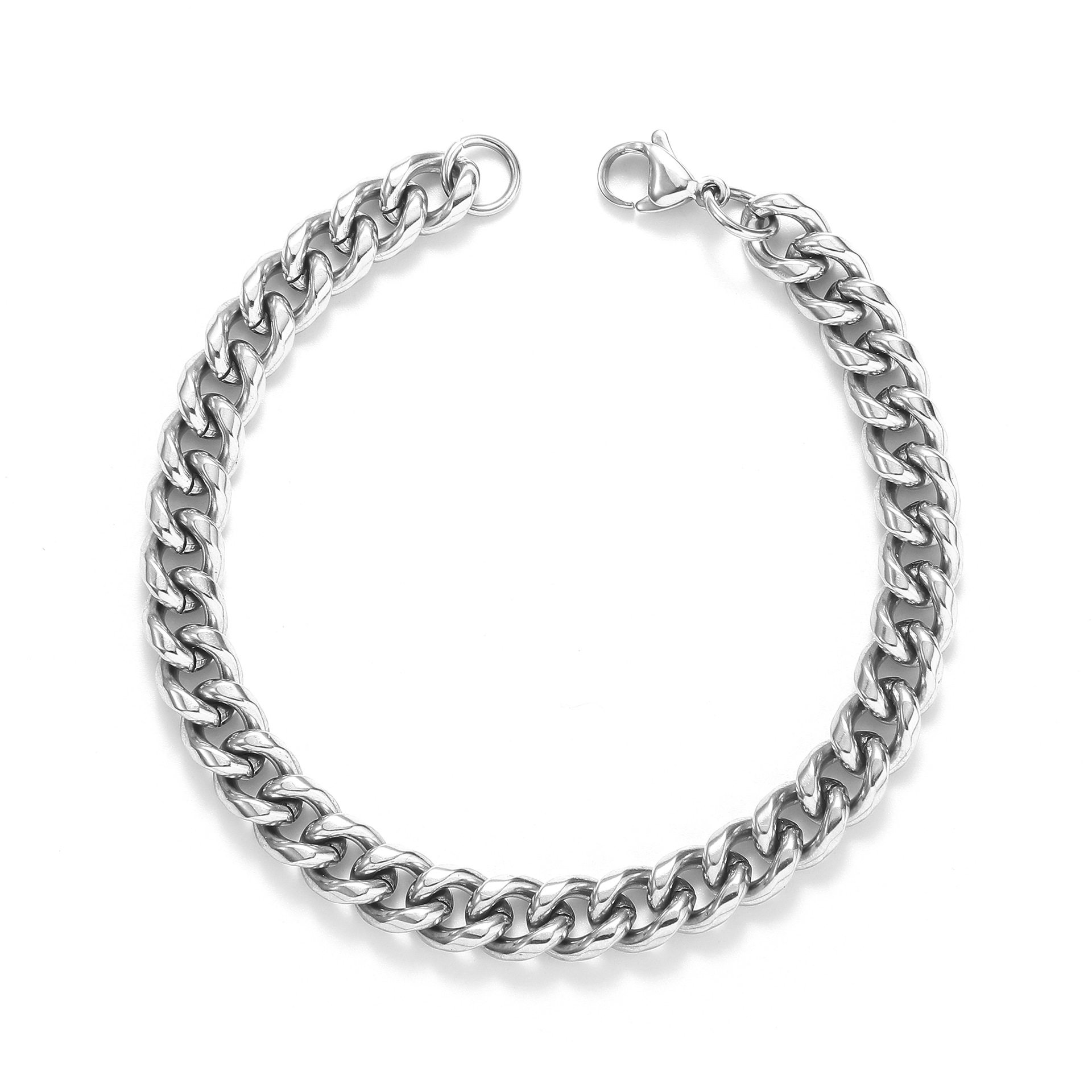Cross-border Hot Selling Stainless Steel Bracelet European and American Men's Color-free Cuban Chain Fashionable All-match Washable Titanium Bracelet