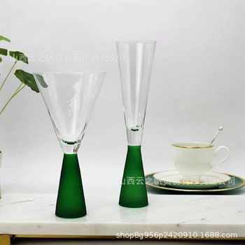Light Luxury Style Wine Set Green Red Wine Glass Blue Champagne Glass Frosted White Wine Glass Wine Set Model Room Ornaments