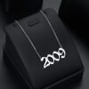 Cross-border 2024 personalized titanium steel year necklace birthday digital stainless steel necklace jewelry wholesale birthday gift