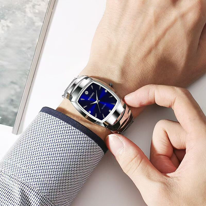 Chennuo Retro Square Dial Men's Watch Cross-Border High-End Coffee Gold Square Watch Light Luxury Temperament Quartz Watch