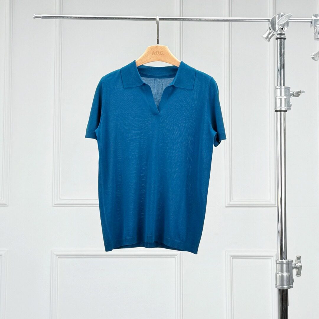 沃伦海龙 | KW025 德国扬子纱线 美丽诺羊毛Polo领女士短袖针织衫