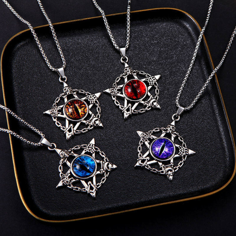 Necklace boy's trendy luminous all-match pendant personality jewelry domineering eye accessories luminous hip hop Hip Hop Hip Hop Hip hop