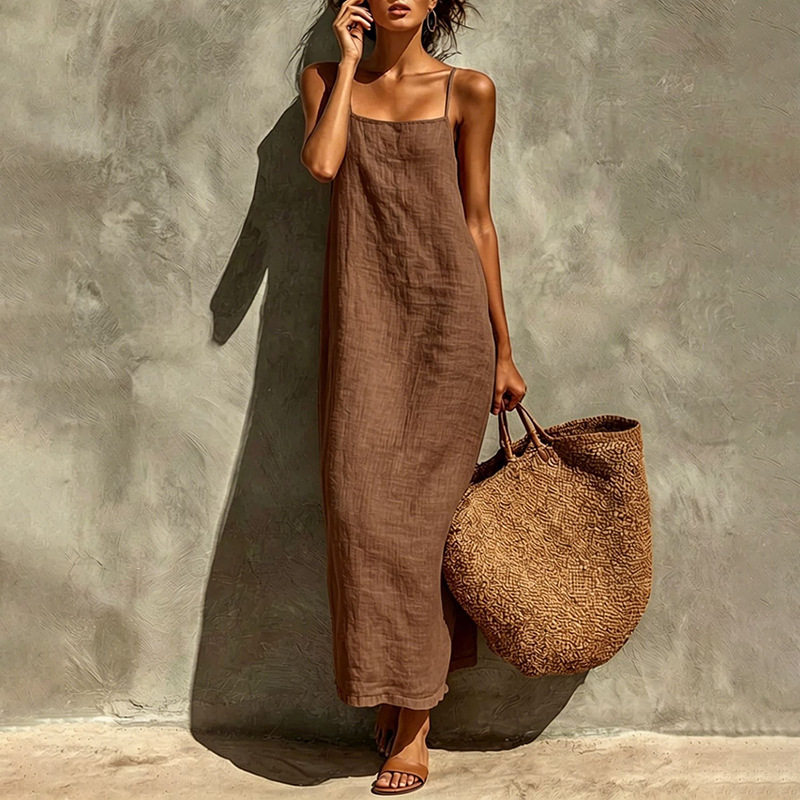 Summer Maxi Dress for Women Solid Color Casual Style Comfortable Fit Perfect for Vacation and Relaxation Wholesale