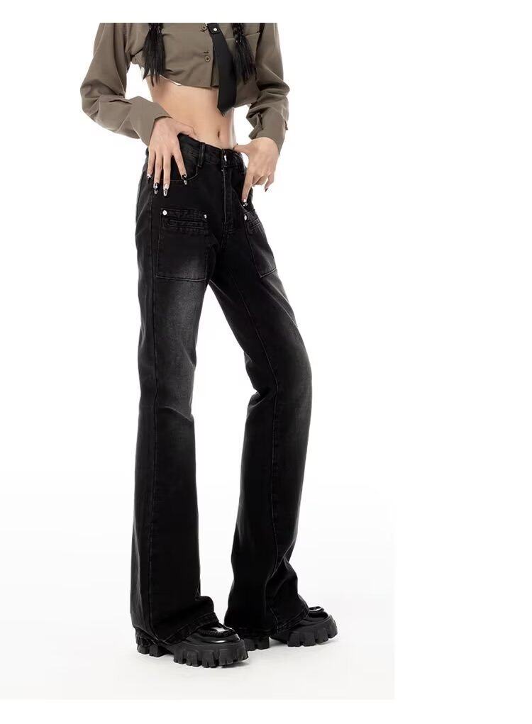 High Waisted Slimming Womens Jeans Spring Autumn Style Korean Fashion Straight Leg Flared Versatile Wholesale