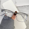 Little Red Book Same Style Eyebrows Metal Short-sighted Eye Frame Women's Available Power Round Face Half Frame Men's Eye Frame Korean Style Fashionable