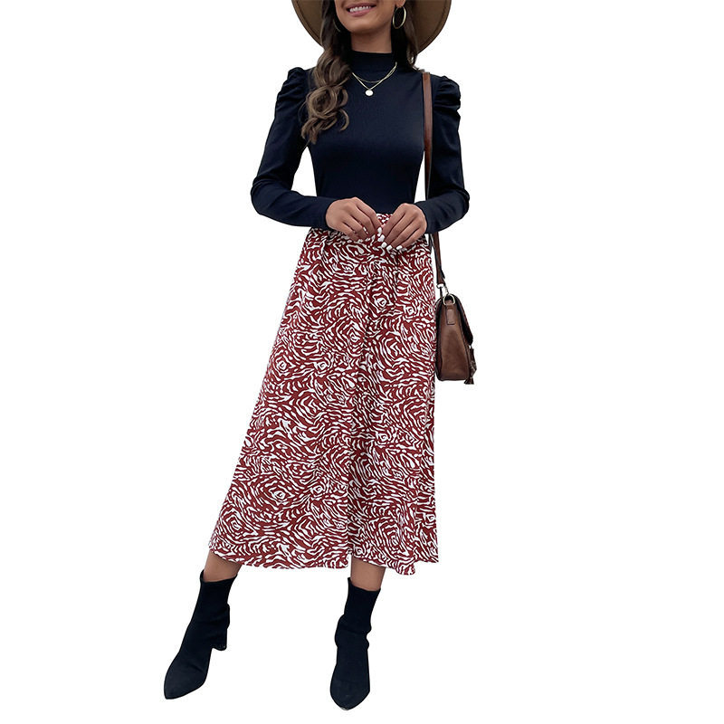 Womens Long Sleeve Color Block Dress Autumn Winter Fashion Casual Vacation Wear Wholesale Available