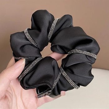 Light Luxury New French-Style Black Scrunchie Hair Tie Bun Hair Accessory with a High-End Korean Style and Elegant Temperament