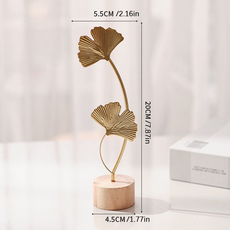 北欧风轻奢金属工艺品创意家居客厅玄关酒柜装饰品铁艺银杏叶摆件