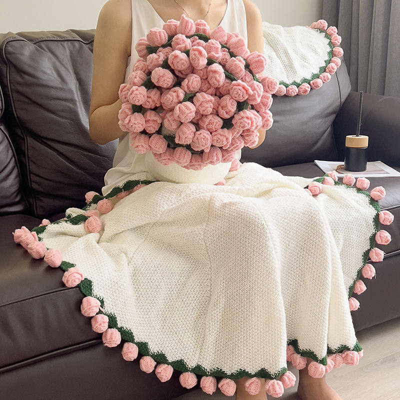 Souvenir Lunch Break Knitted Blanket Blanket Rose Shawl Home Sofa Office Bestie Blanket Leisure Blanket