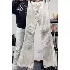 American Retro Street-Style Tie-Dye Jeans for Men and Women, High Street Loose Flared Pants, Vintage Hip-Hop Drapey Floor-Length Pants