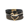 Cross-border Hot Sale Bohemian Multi-layer Leather Bracelet Hand-woven Bracelet Gold Big Love Lady Bracelet