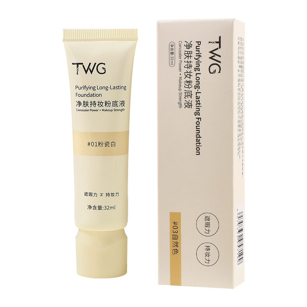 Twg Purifying Long-Lasting Makeup Liquid Foundation Long-Lasting Makeup Non-Stuck Powder Moisturizing and Fit Natural Light Glowing Liquid Foundation