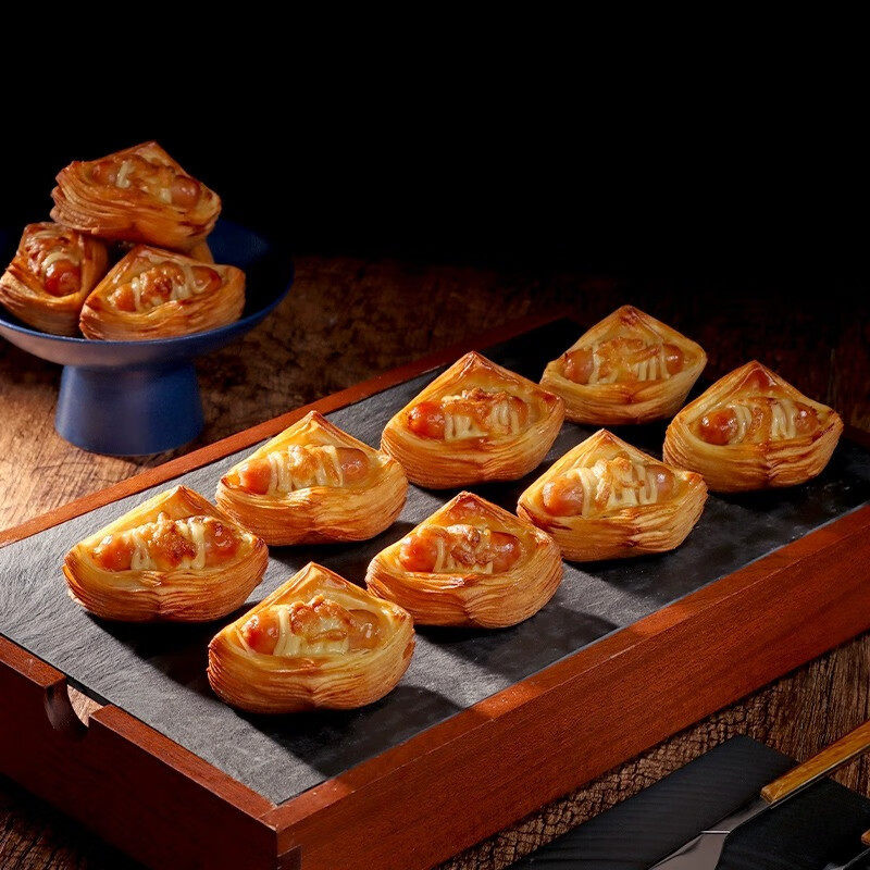 Aokun Sausage Danish Crispy 336g*12 Pieces Commercial Snack Quick-Frozen Semi-Finished Danish Bread Afternoon Tea Whole Box
