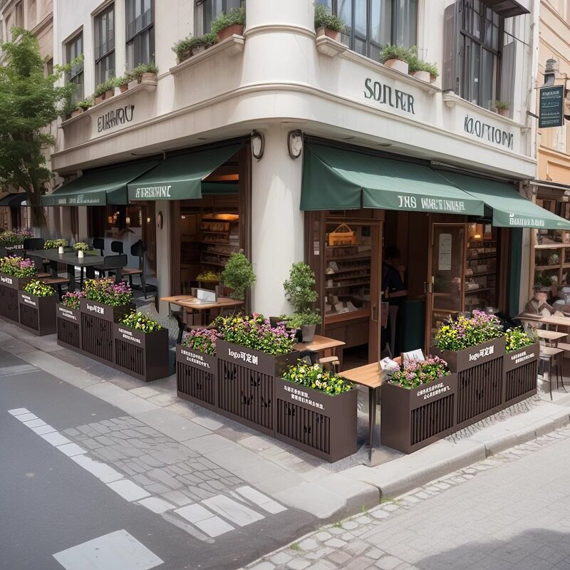 Outdoor stainless steel hair box solar light combination wrought iron flower bed commercial street fence partition courtyard flower trough