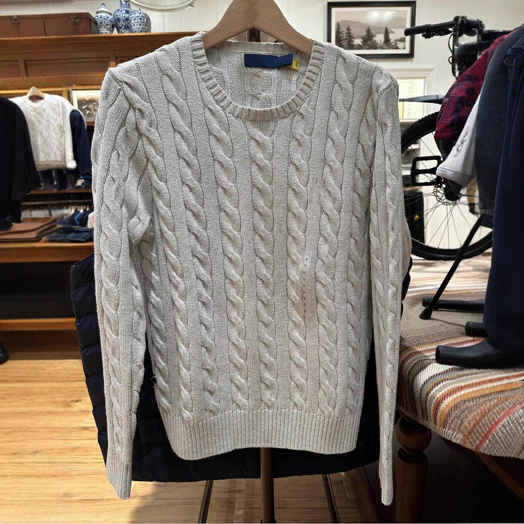 可扫码RL拉夫小马标刺绣圆领针织衫男秋冬保暖麻花情侣套头毛衣女