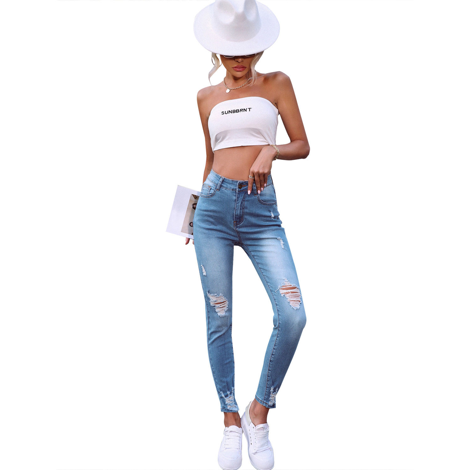 High Waisted Stretch Skinny Jeans Womens Fashion Trendy Style Casual Wear Wholesale Available
