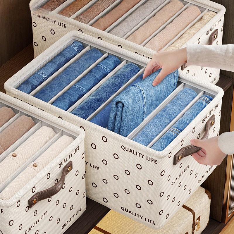 Clothes and Pants Storage Home Wardrobe Layered-compartment Drawer-style Fabric Clothes Storage Box Finishing North Gold Free Shipping