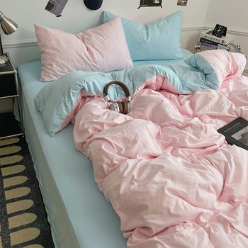 Class a Baby Cotton Can Sleep Naked, Super Soft and Waxy Skin-Friendly Quilt Cover, Four-Piece Bed Bed Sheets Set, Student Dormitory Bed Three-Piece Fitted Bed Sheets Set