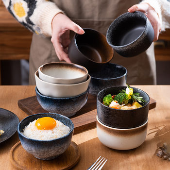 Japanese Style Tableware Single Rice Bowl Household 5-inch Large Rice Bowl Special Nice Bowl Small Soup Bowl Salad Bowl