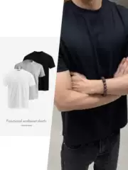 [Gtal] American Pure Color T-Shirt Navia Technical Fabric Fitness Sports Breathable Quick-Drying Round Neck Short Sleeves