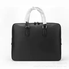 W Baolong Double-layer Leather Business Briefcase Handbag Saffiano Simple Shoulder Computer Business Bag high quality
