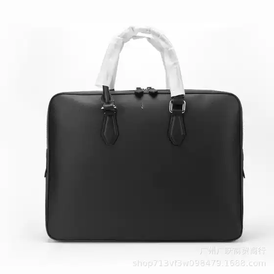 W Baolong Double-layer Leather Business Briefcase Handbag Saffiano Simple Shoulder Computer Business Bag high quality