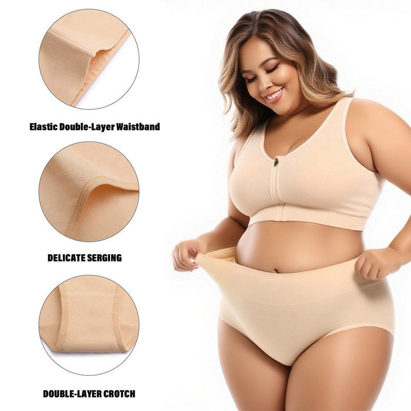 跨境欧码美码外贸女士内裤纯棉加大码高腰收腹内裤亚马逊爆款热卖