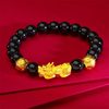 Bracelet imitation obsidian sand gold six words mantra bracelet ethnic style men and women piqiu live drainage wholesale