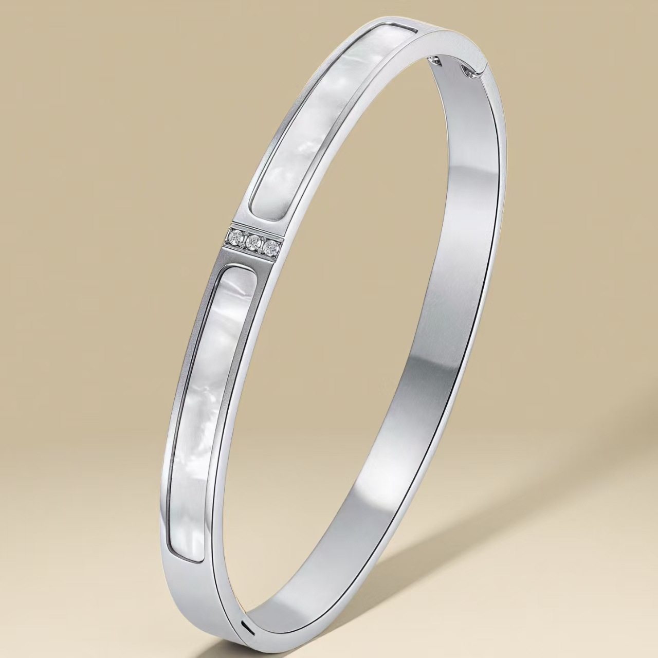 玫瑰金跨境钛钢女款手镯不锈钢轻奢高级感小众时尚锆石手环手镯