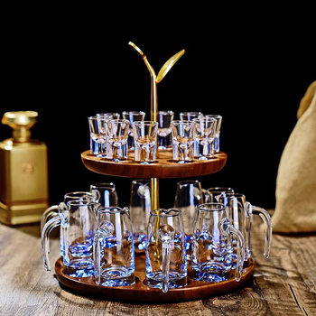 Blue Mountain White Wine Cup Set for Home Use, Handmade Iceberg Crystal Shot Glass, Bullet Cup, Wine Jug, High Aesthetic Value