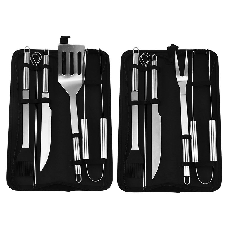 Stainless Steel Grill Bbq Set Portable Bagged Outdoor Barbecue Tool 6-Piece Set Outdoor Portable
