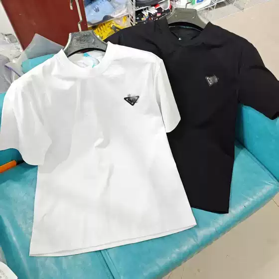 Cross-Border Pure Cotton Pujia Metal Triangle Summer Hot-Selling High-Quality Short-Sleeve T-Shirt Unisex Wholesale