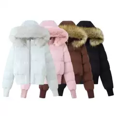 Cross-Border European and American Fashion Clothing, Aliexpress Hot-Selling Fashion Casual Hooded Jacket with Fur Collar