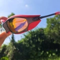 Metal black frame red lenses + protective case