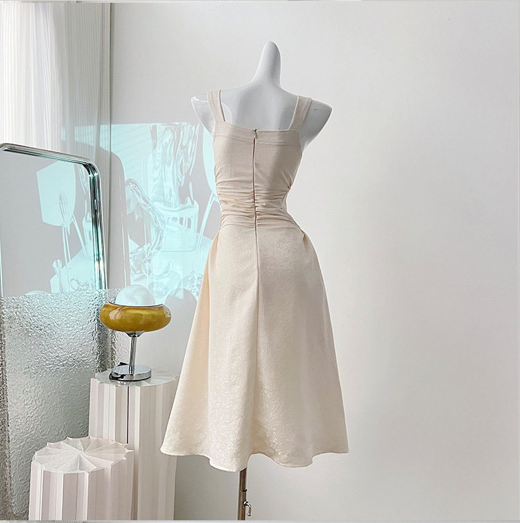 Đầm maxi nữ thắt eo cổ tròn tay ngắn ren hoa 3D — Đen, Xanh dương chi tiết 12