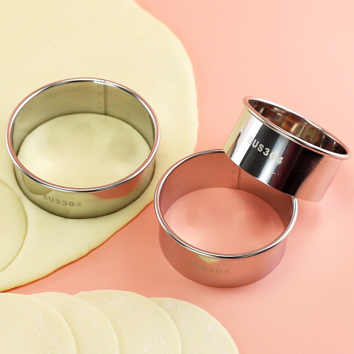 304 Stainless Steel Dumpling Skin Cutting Mold Household Bun Skin Press Grinding Tool Round Cutting Mold for Making Dumplings